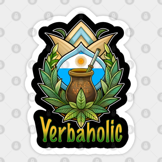 Yerbaholic Retro Bombilla for Argentinian Yerba Mate Tea Lovers Sticker by JJDezigns